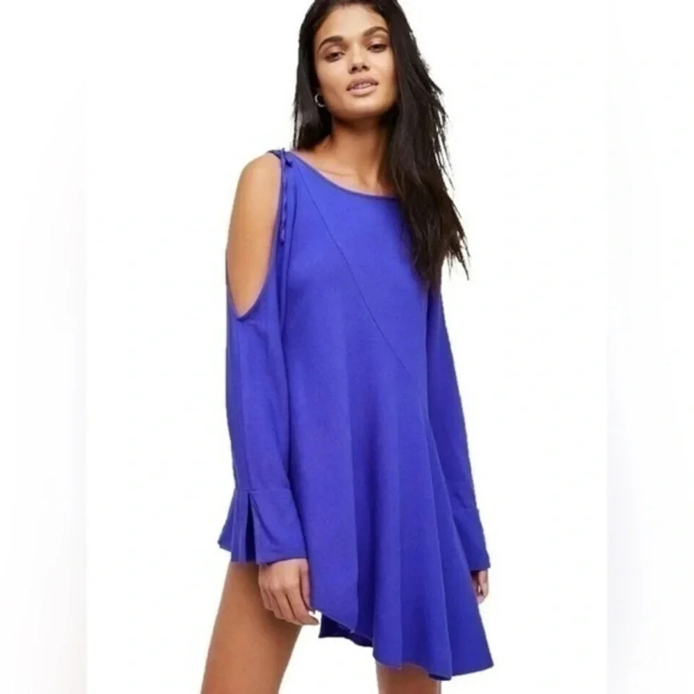 Free People | Purple Clear Skies Cold Shoulder Long Sleeve Tunic Dress Size S